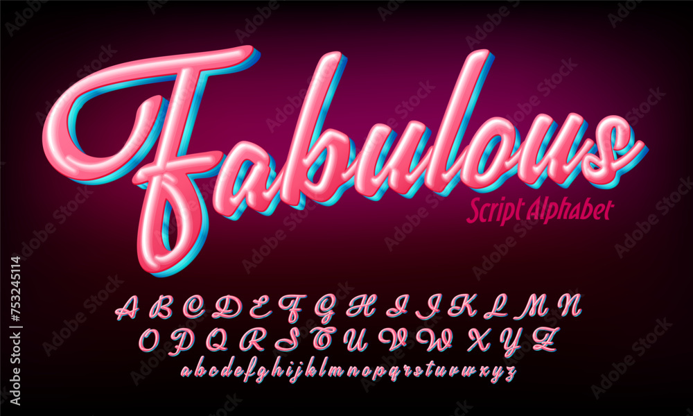 Fabulous is a shiny pink script alphabet with a glamorous fashion vibe.