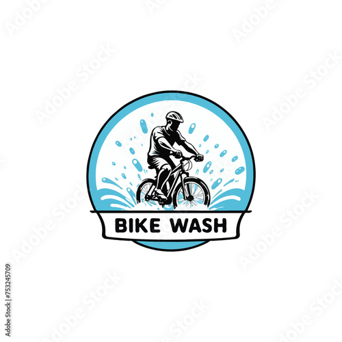 Bike wash logo design. vector editable bike washing logo concept