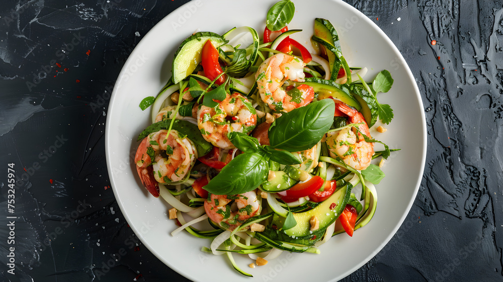 Fresh zucchini noodle shrimp salad Fresh zucchini noodle shrimp salad