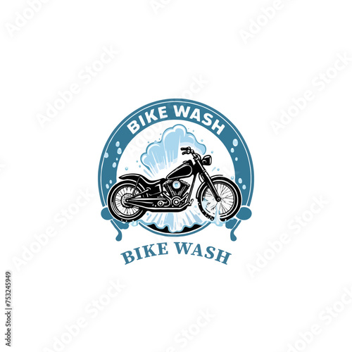 Bike wash logo design. vector editable bike washing logo concept