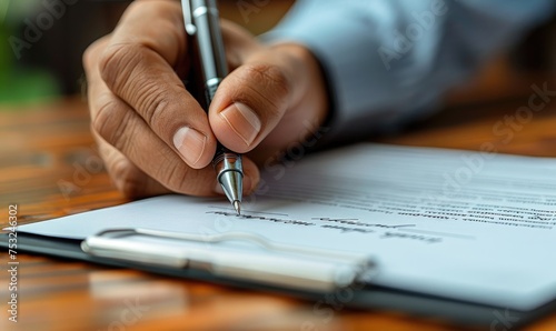 A business person signing c...