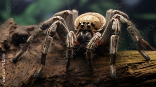 Close up of a jumping spider (Brachypelma smithi). Tarantula spider. Wildlife Concept with Copy Space. 