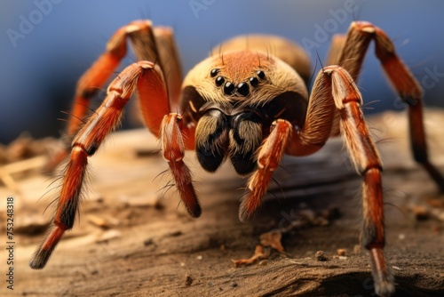 closeup of a tarantula spider in the rainforest. Tarantula spider. Wildlife Concept with Copy Space. 