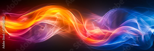 Abstract banner background with colorful curved lines or smoke. Copy space for text.