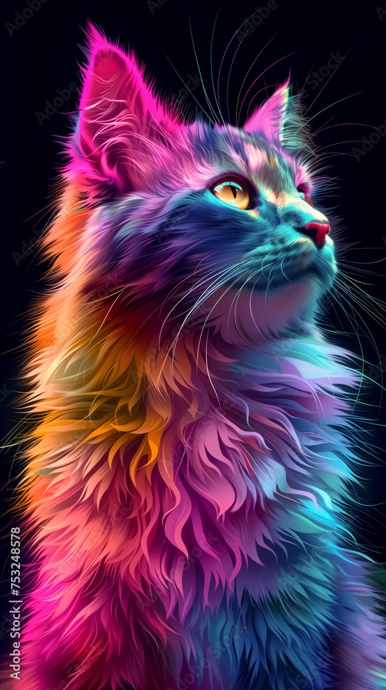 Abstract creative illustration with cat. Abstract creative illustration with cat.