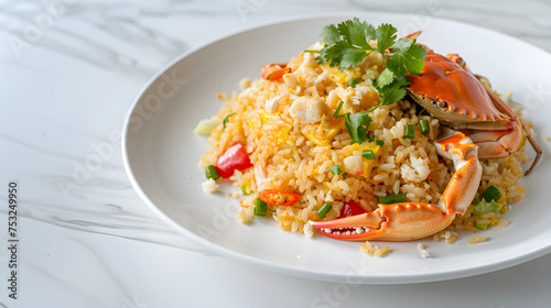 Gourmet crab fried rice on elegant plate