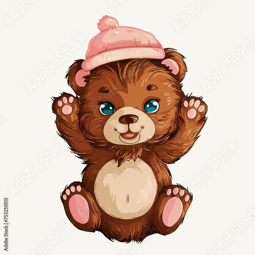 A baby bear illustration, Generative Ai