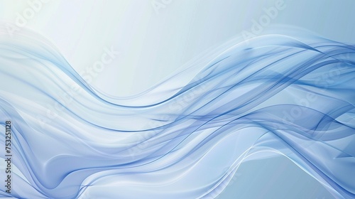 Wave background in soft light blue hues, where graceful waves of color undulate and intertwine in a mesmerizing dance of movement and light, evoking a sense of serenity and tranquility.