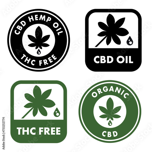 CBD Oil - Vector labels for Cannabidiol product.