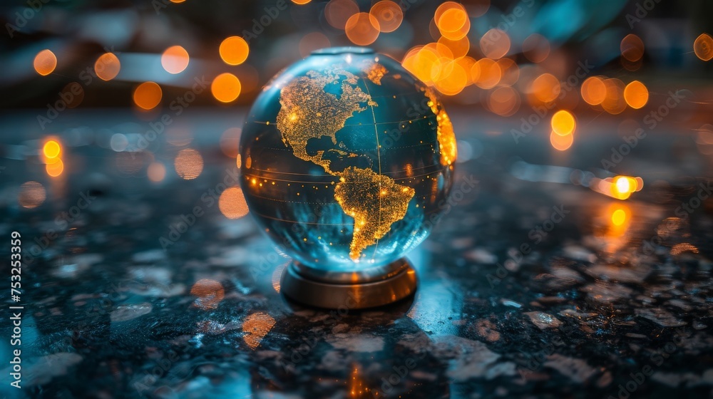 World Economy, planet earth globe with countries in gold World Economy, planet earth globe with countries in gold
