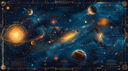 star map with planets and routes between planets 