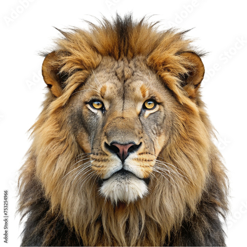 Lion head isolated on transparent background.