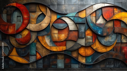 Vibrant Wall Art with Geometric Shapes