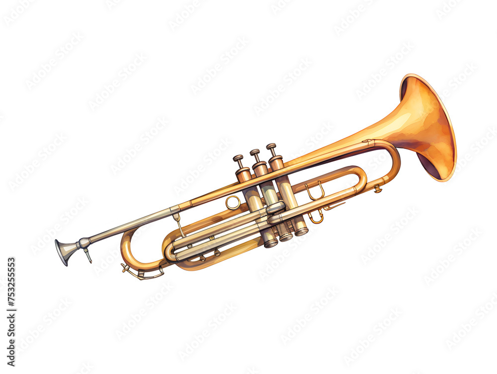 Fototapeta premium Illustration of a trumpet instrument on white background