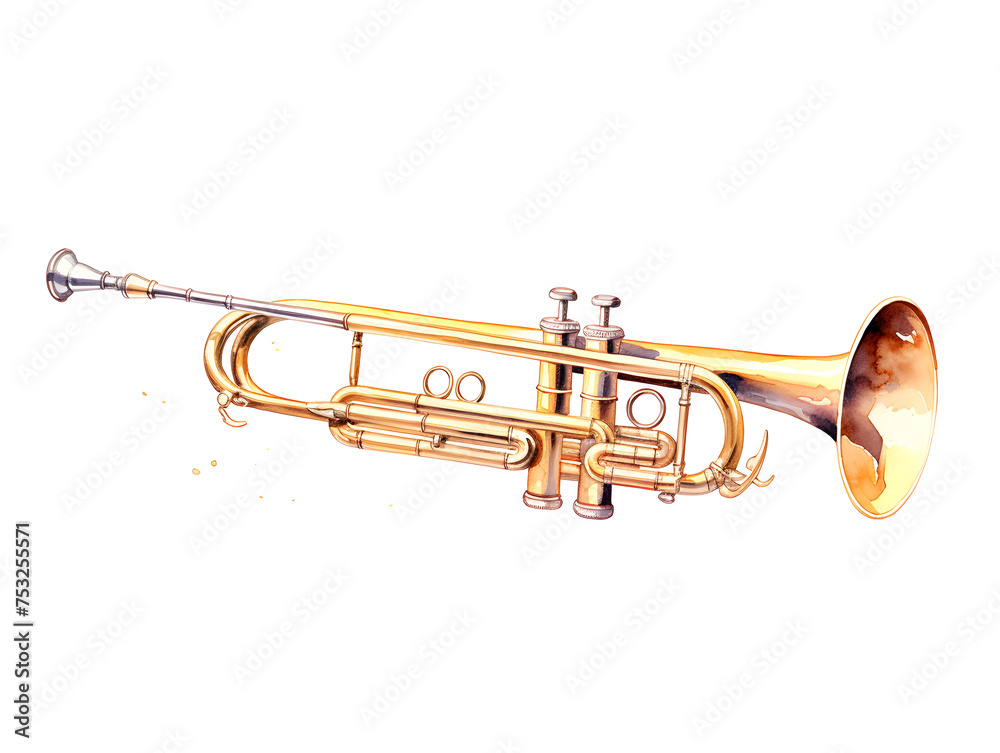 Obraz premium Illustration of a trumpet instrument on white background