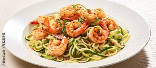 Delectable Shrimp Pasta Dish in a White Bowl Ready to Satisfy Your Culinary Cravings