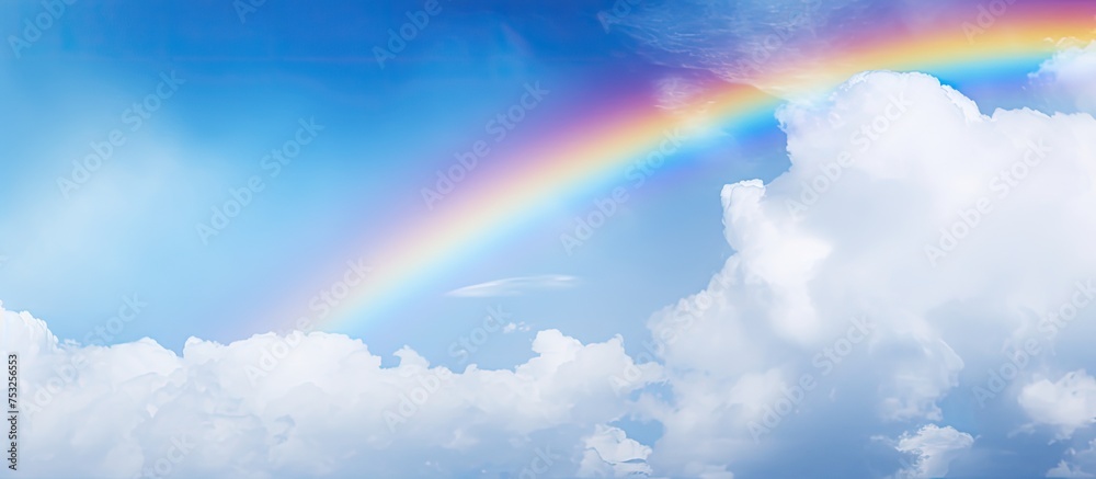 Vibrant Rainbow Arching Across Majestic Sky in a Spectacular Display of Nature's Beauty