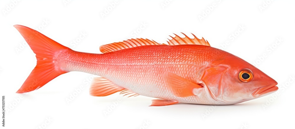 Vibrant Red Fish Swimming Gracefully on a Clean White Background