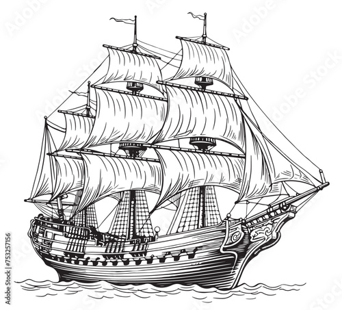 Pirate ship sailboat retro
