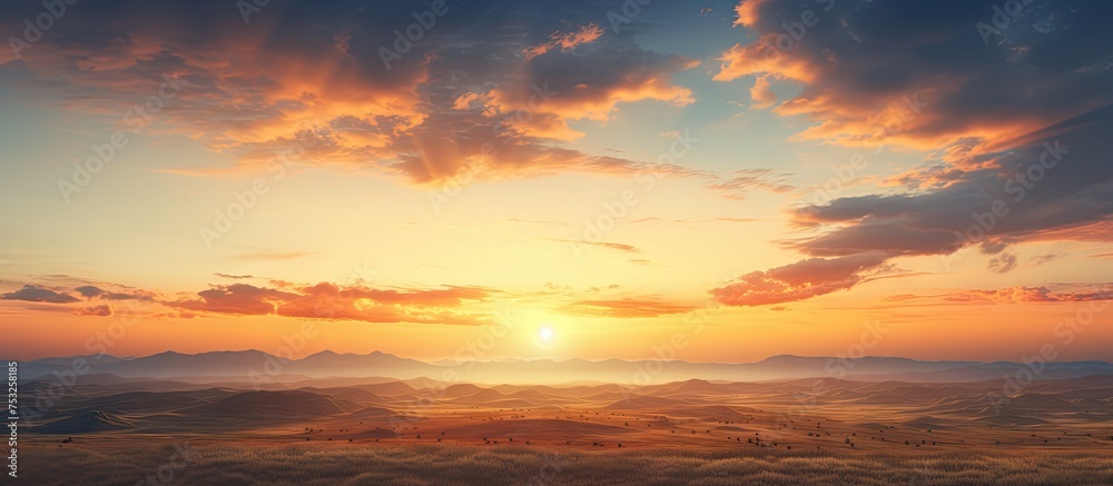 Vibrant Sunset Glow illuminates Majestic Snow-Capped Mountain Range in Nature's Splendor Vibrant Sunset Glow illuminates Majestic Snow-Capped Mountain Range in Nature's Splendor