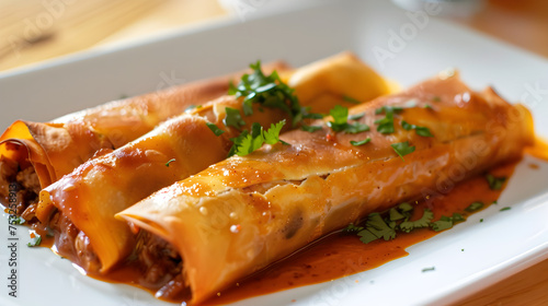 Savory stuffed cannelloni pasta on plate