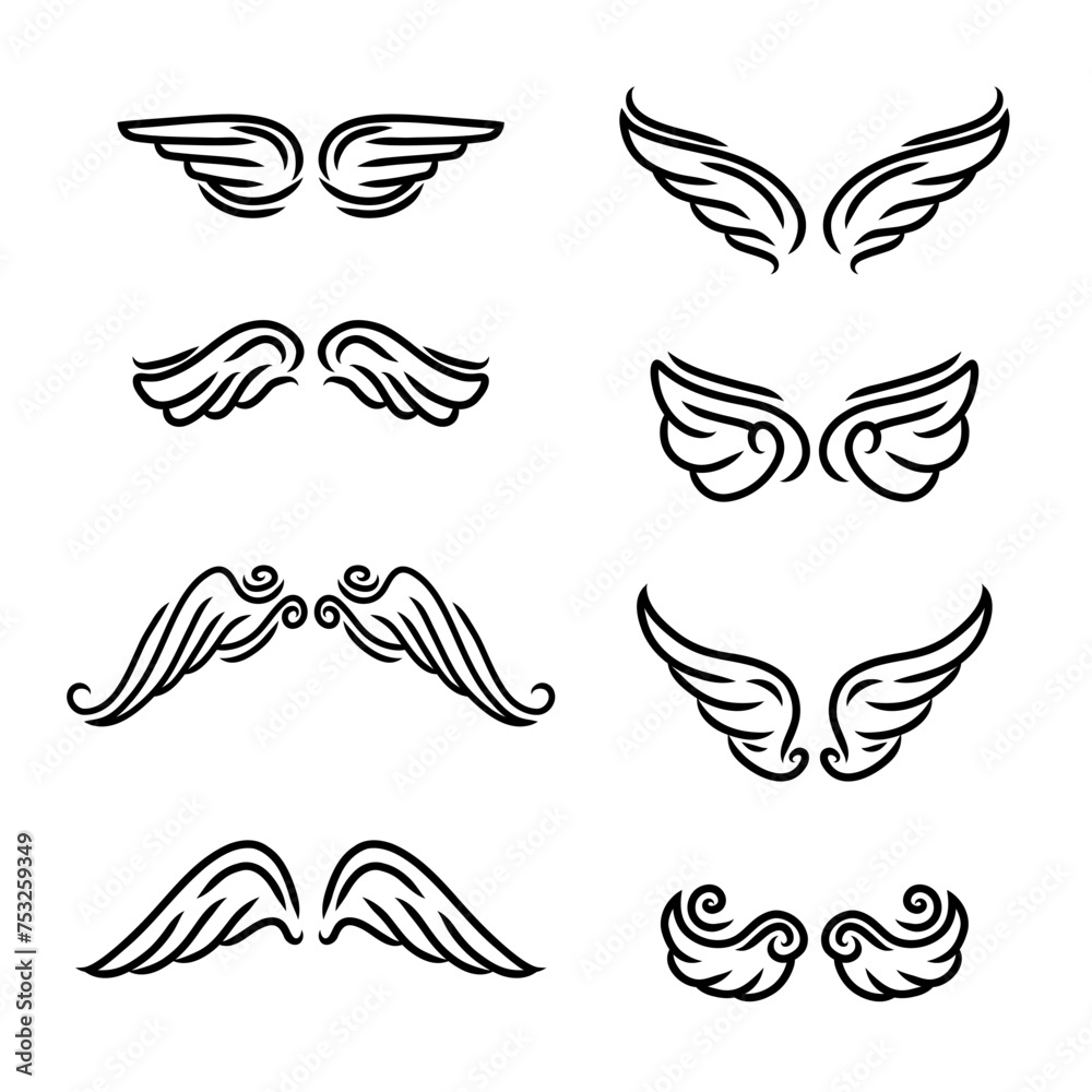 vector wings icon set. element for logo, label, emblem, sign. illustration vector wings icon set. element for logo, label, emblem, sign. illustration