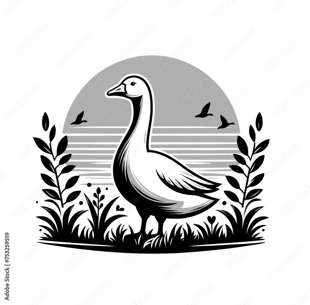 Duck monochrome isolated vector illustration Duck monochrome isolated vector illustration