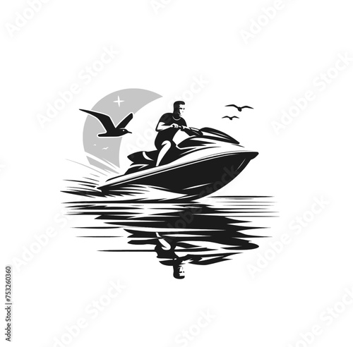 Jet ski. Water sports isolated vector illustration
