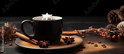 Warm and Cozy Cup of Hot Chocolate Infused with Spices: Cinnamon and Star Anise