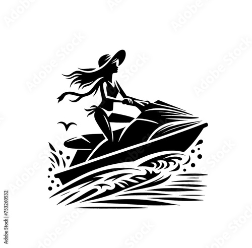 Jet ski. Water sports isolated vector illustration