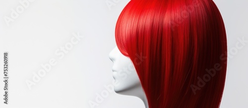 Vibrant Red-Haired Mannequin Stands Out Against Clean White Background