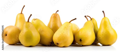 Vibrant Array of Five Fresh Ripe Pears in a Group Display