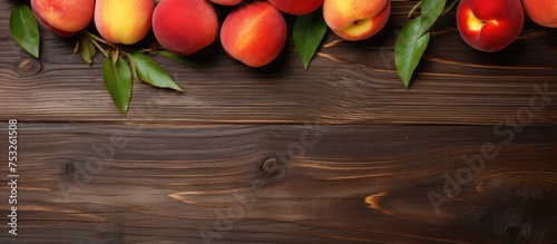 Ripe Juicy Peaches Arranged...