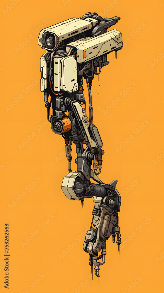 Illustrated robot arm, robotics, robot arm illustration Illustrated robot arm, robotics, robot arm illustration