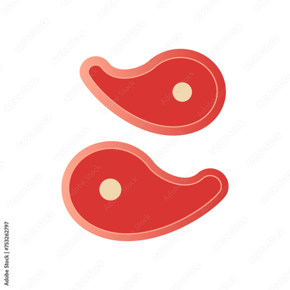 Raw meat steak vector illustration isolated on white. Beef tenderloin. Pork knuckle. Slice of steak, fresh meat icon. Uncooked pork chop, beef or lamb for roast, barbecue, bake and cooking. Top view Raw meat steak vector illustration isolated on white. Beef tenderloin. Pork knuckle. Slice of steak, fresh meat icon. Uncooked pork chop, beef or lamb for roast, barbecue, bake and cooking. Top view