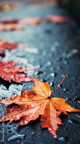 autumn leaves on the asphalt in the rain  Wallpapers for phone   reated with Generative Ai