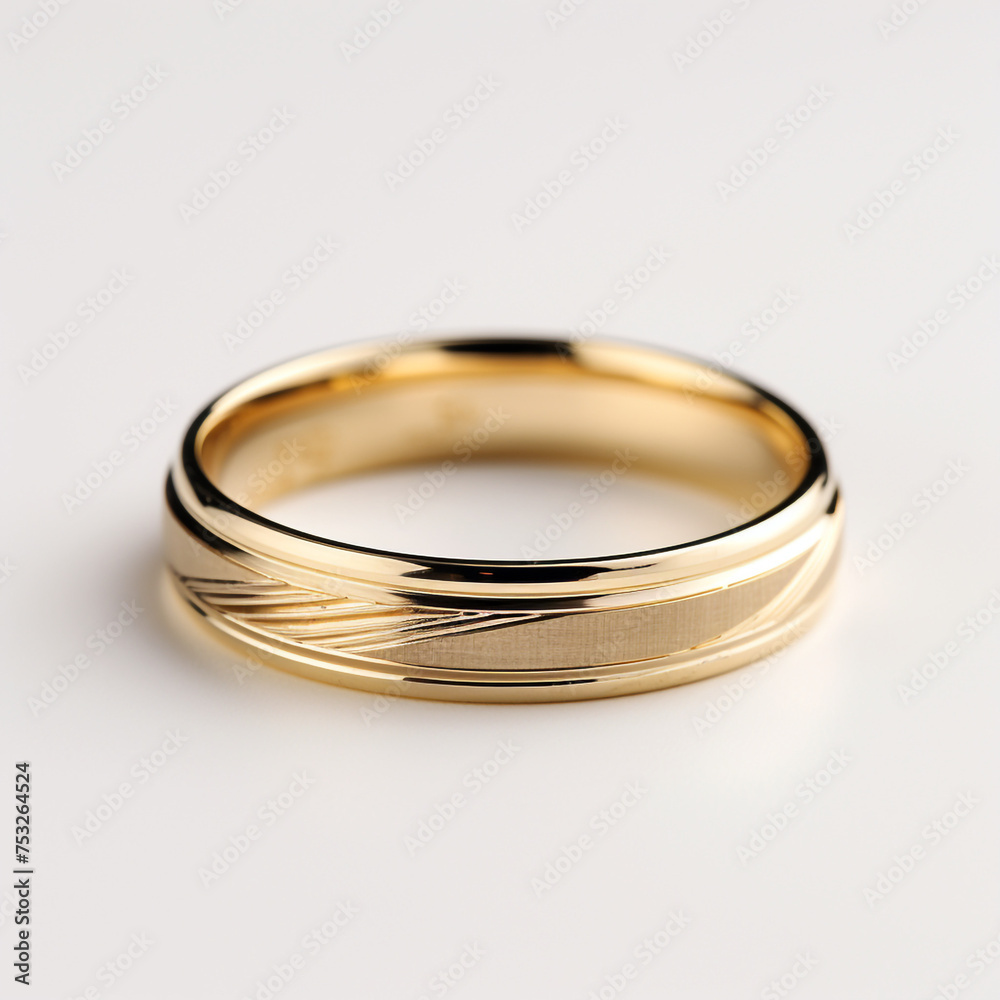 photo of a gold wedding ring on a white background сreated with Generative Ai