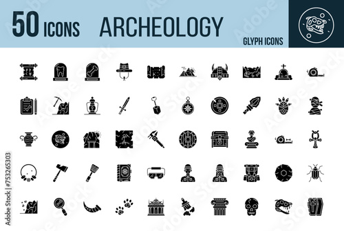 Archeology set of icons