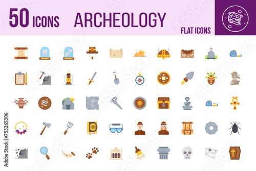 Archeology set of icons