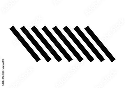 Barras negras en diagonal sobre fondo blanco.
