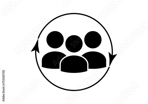Icono negro de grupo de personas con retroalimentación de ideas. 