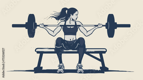 slim athletic girl trains bench press