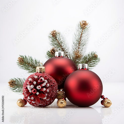 photo of Christmas tree decorations on a white background   reated with Generative Ai