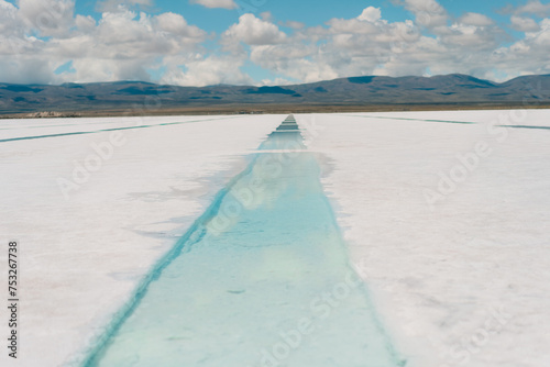 Fototapeta Naklejka Na Ścianę i Meble -  Pools for the extraction of lithium in Salinas Grandes, Jujuy, Argentina