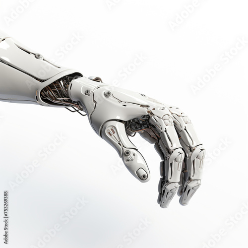 futuristic robot hand on white background сreated with Generative Ai