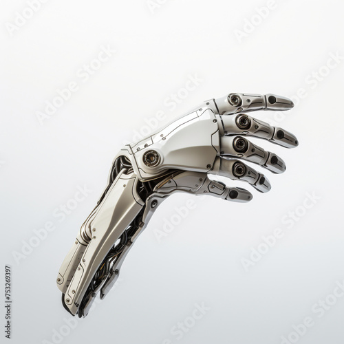 futuristic robot hand on white background сreated with Generative Ai © Andrii Yablonskyi