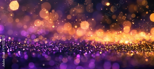 Gold and purple abstract glitter confetti bokeh background © Ibad