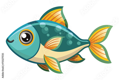 cute fish on a cartoon vector 