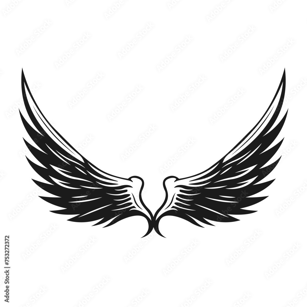 Flat design angel wings silhouette vector. Set of vintage wings illustrations on white background. Wings sketch set. element for logo. label. emblem. sign. illustration. Flat design angel wings silhouette vector. Set of vintage wings illustrations on white background. Wings sketch set. element for logo. label. emblem. sign. illustration.