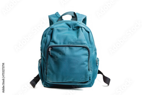 A small blue backpack on white background.